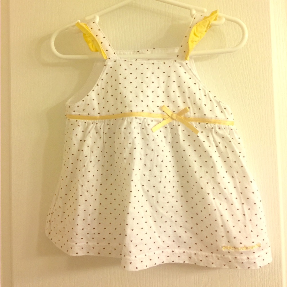 Baby polka dot dress with yellow trim