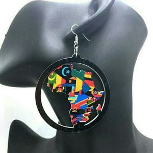 African Map Earrings