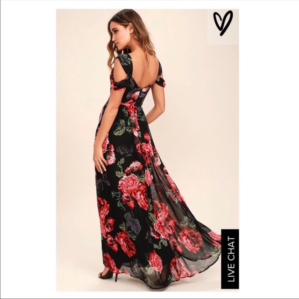 Lulu's Take It From Here Black Floral Maxi Dress