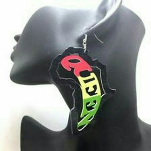 Queen African Map Earrings
