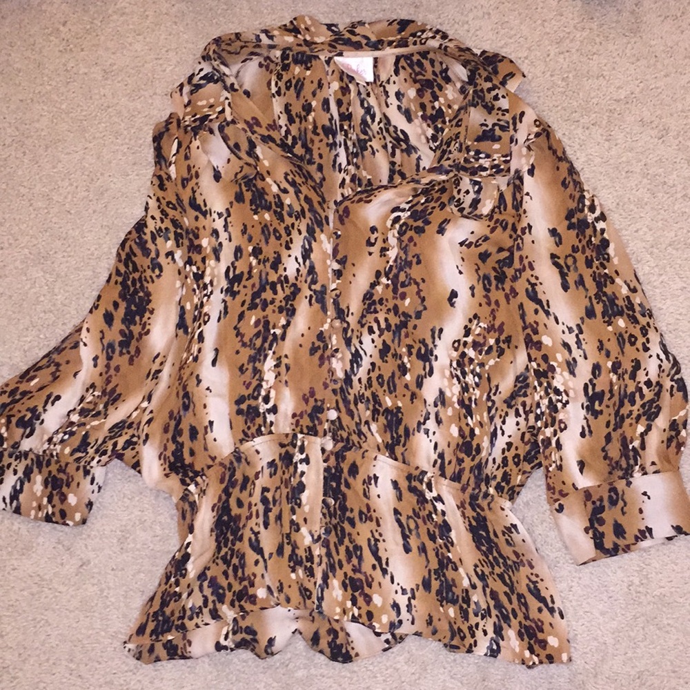 Park animal print silk blouse