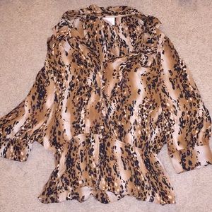 Park animal print silk blouse