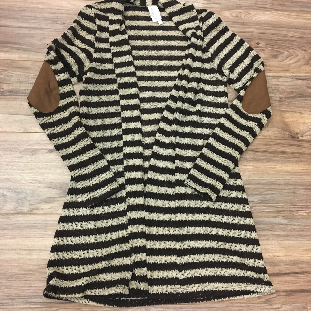 Sweater with suede elbows