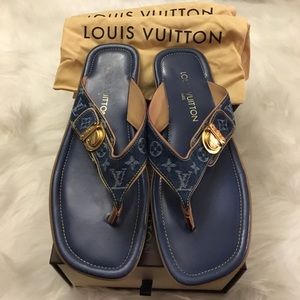 Louis Vuitton Denim Monogram Sandals Women 38 Euro