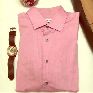 Pink Calvin Klein Gingham Dress Shirt
