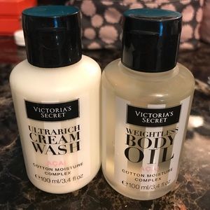 Victoria secret cream wash/body oil.