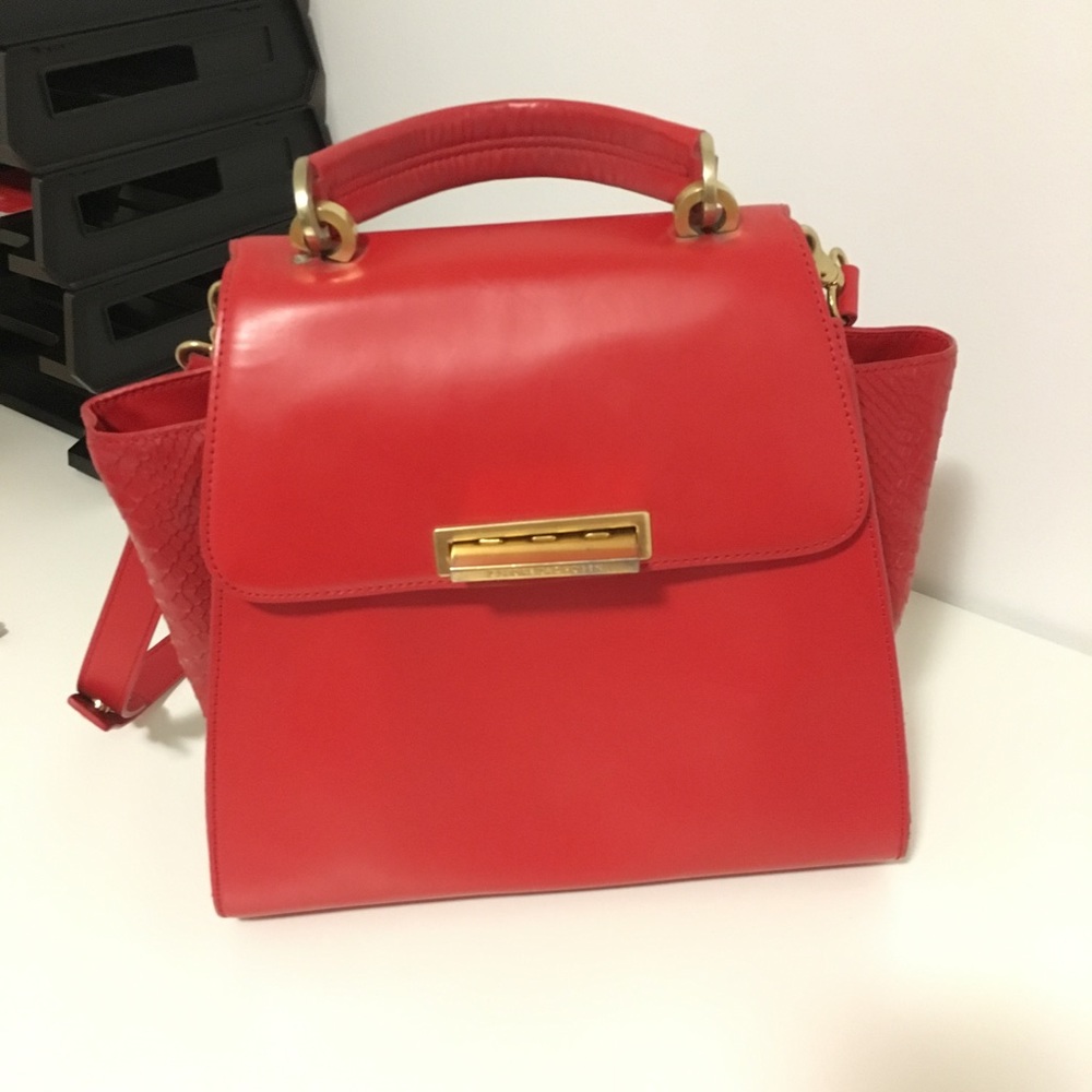 Zac Posen Earthy Iconic leather& crocodile satchel