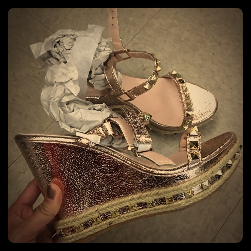 Sold -Rosegold Wedge Sandals