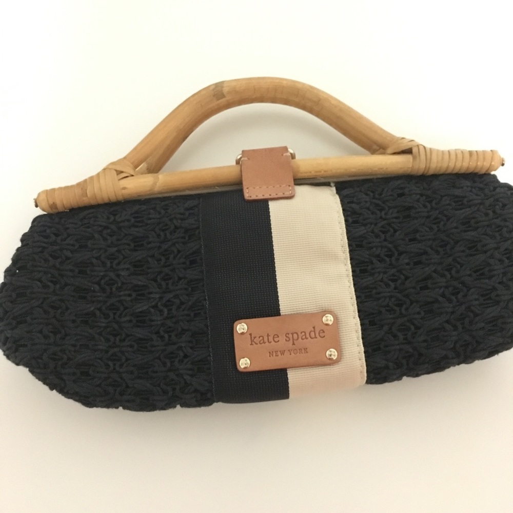 Kate spade knit clutch with bamboo handle
