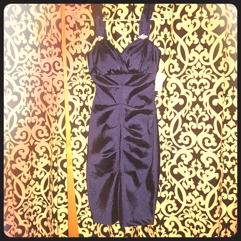 Navy blue dress with rhinestones 👗