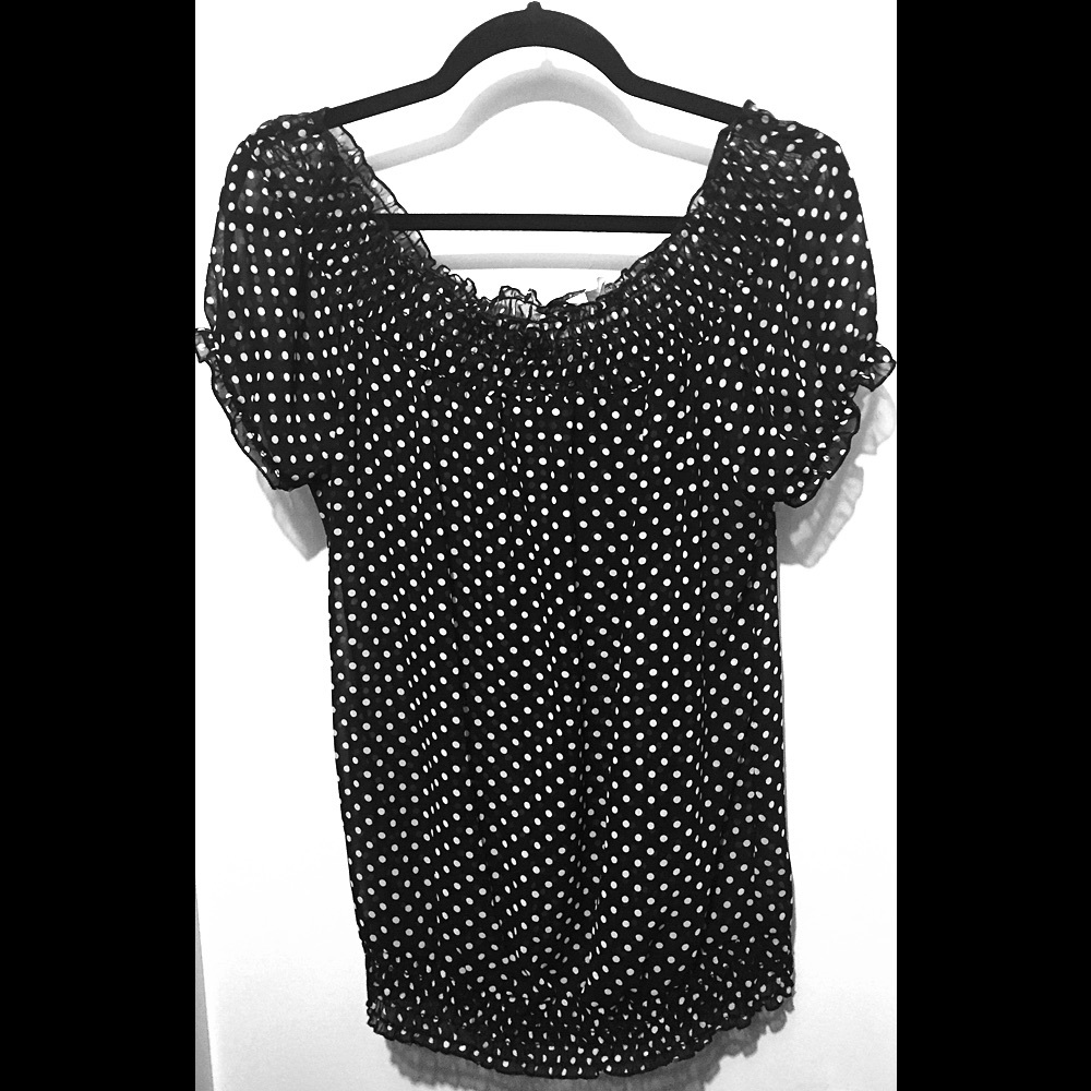 Black and White Polka Dot Sheer Blouse