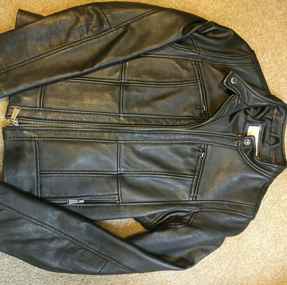 Michael Kors leather motor jacket