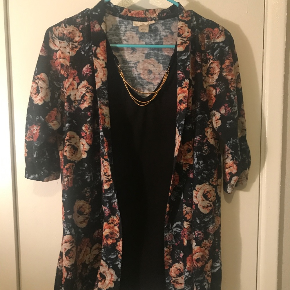 Black top with floral Blazer attached