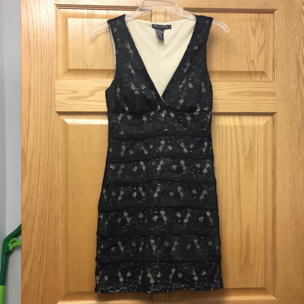 Friends clothing lace black pull over dress