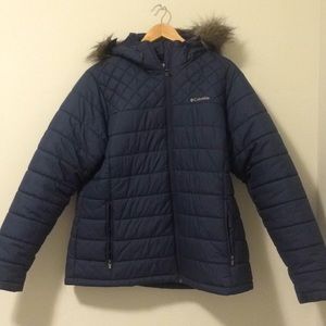 Columbia Puffer Coat with Faux Fur Hood