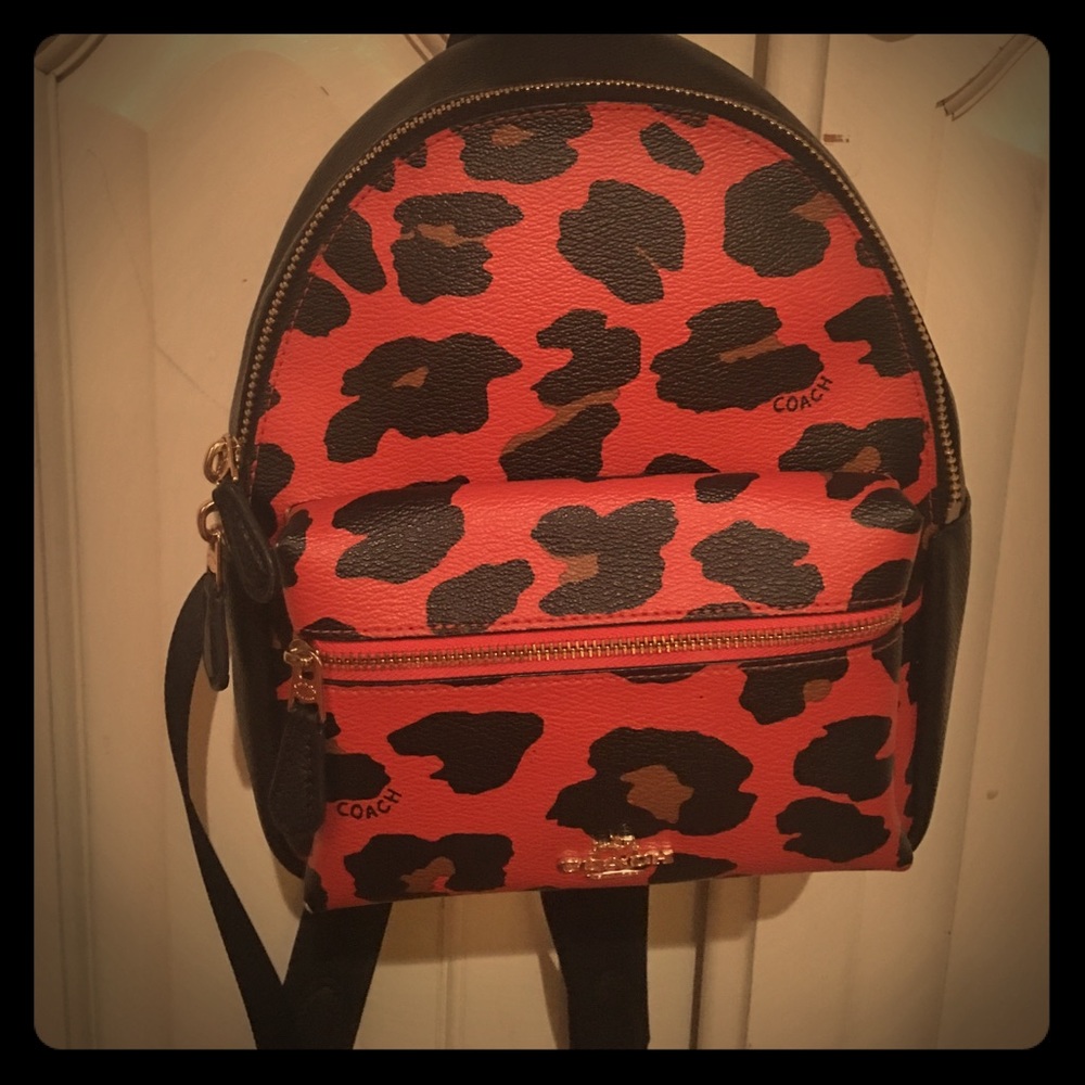 Coach Mini Charlie backpack- leopard watermelon