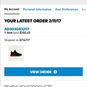 Receipt for adidas yeezys