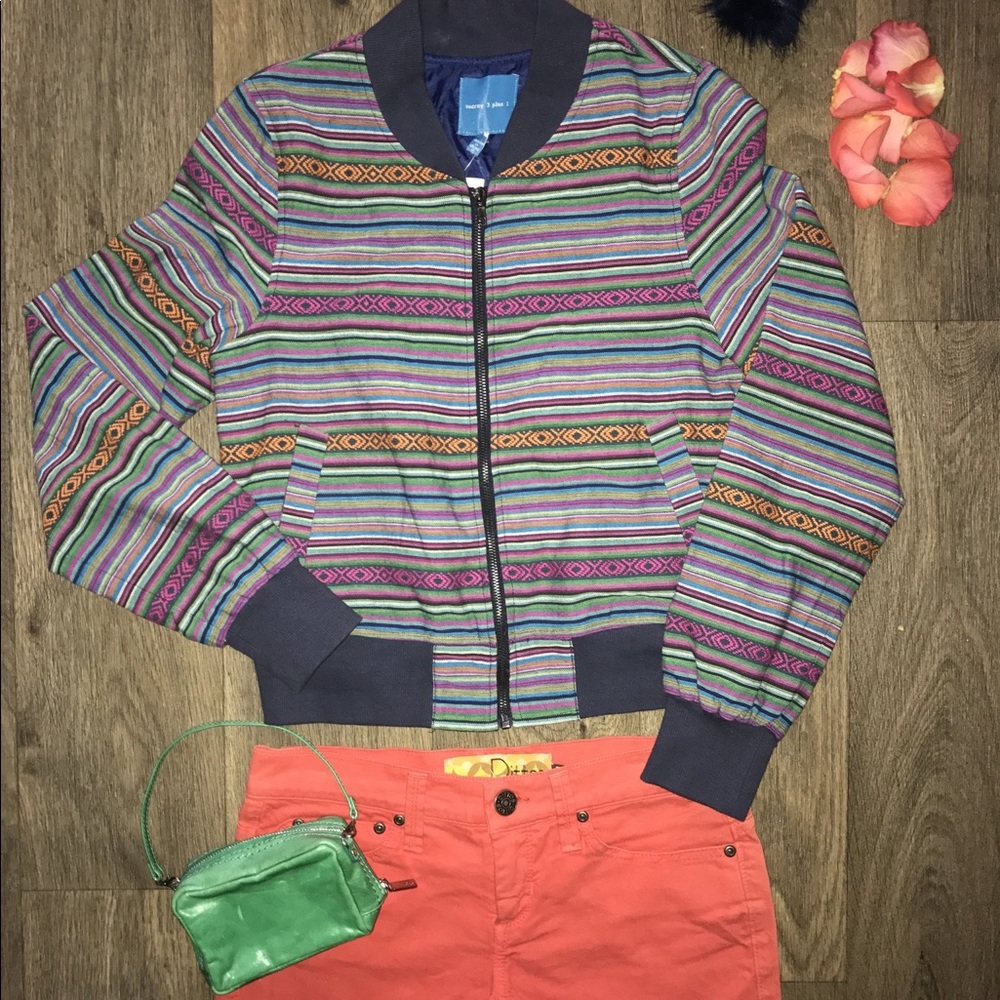 AUDREY 3 + 1 ZIPPERED FRONT STRIPE Bomber