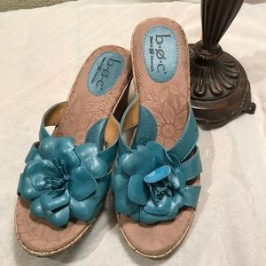 Born Concept cork wedge heels in lovely teal.