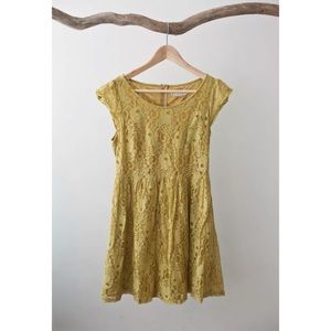 Modcloth Chartreuse Lace Dress S