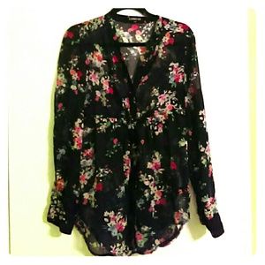 Express sheer floral blouse