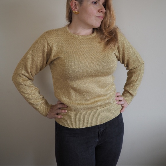 Vintage sparkly gold sweater. - Picture 3 of 5