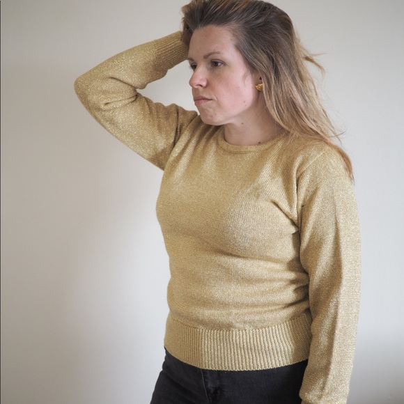 Vintage sparkly gold sweater. - Picture 2 of 5