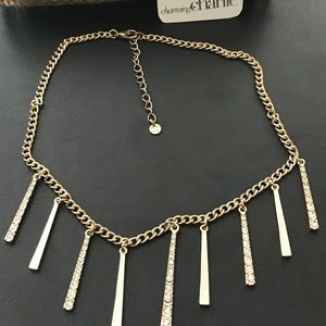 Charming Charlie Necklace Gold Tone with stones.