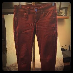 Burgundy rust colored jegging