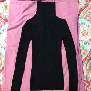 Navy, striped turtleneck top