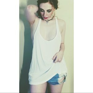 Sheer cotton racerback tunic in classic white