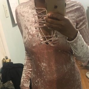 Pink Velvet Crush Mini Dress by forever 21