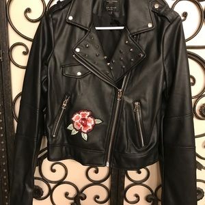 Zara leather flowerd Jacket