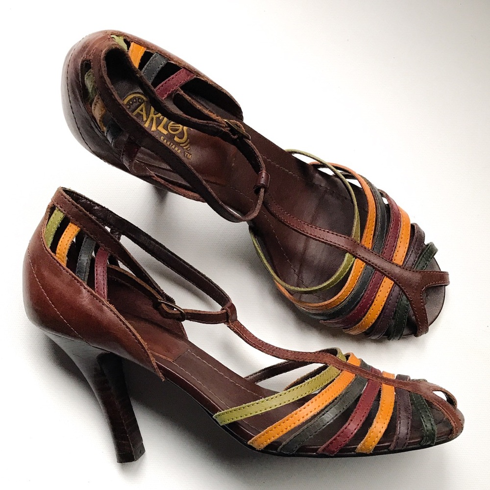 EUC 7 Carlos Santana Fall Peep Toe Strappy Heels