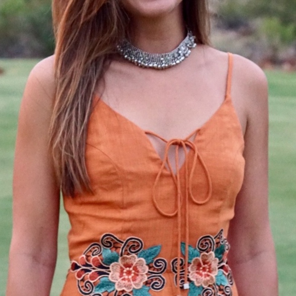 Boho Flower Statement Silver Necklace - image 1