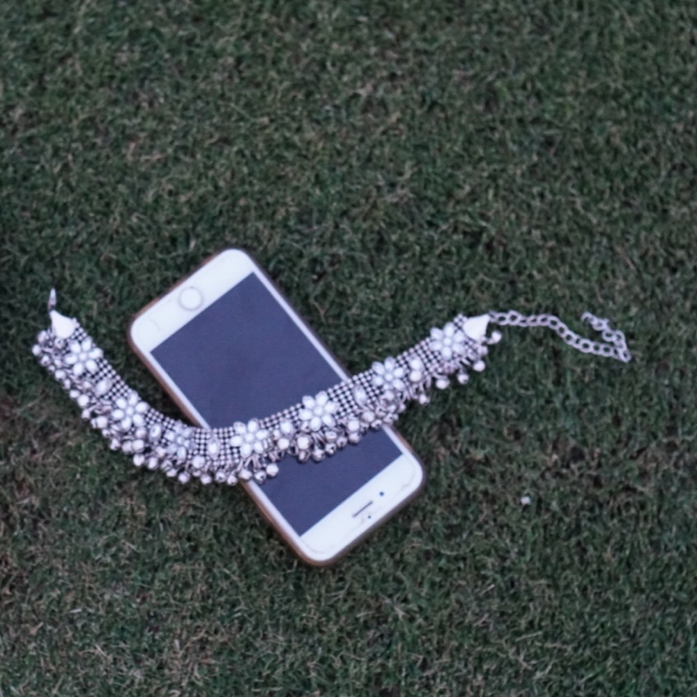 Boho Flower Statement Silver Necklace - image 2