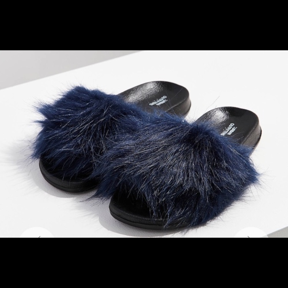 Urban Outfitters Faux Fur Slides