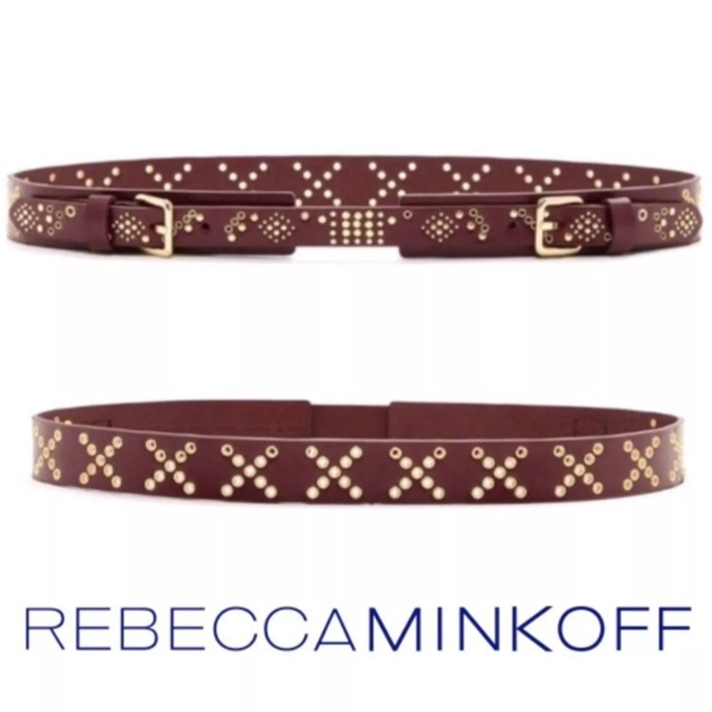 Rebecca Minkoff Double Buckle Leather Belt, Large