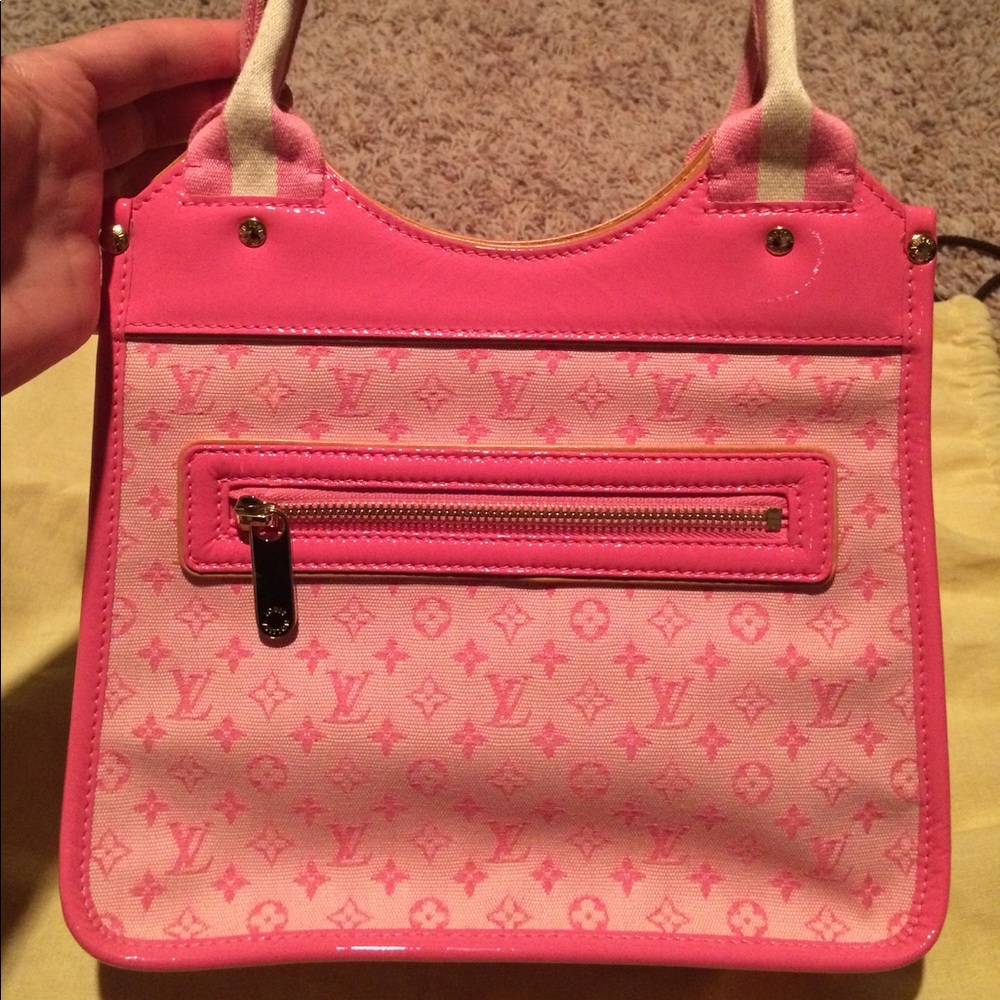 Auth Louis Vuitton Mini Lin Mary Kate bag Pink