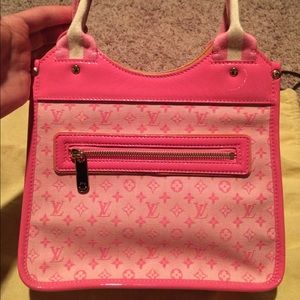 Auth Louis Vuitton Mini Lin Mary Kate bag Pink