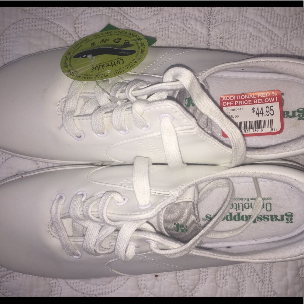 White grasshopper shoes
