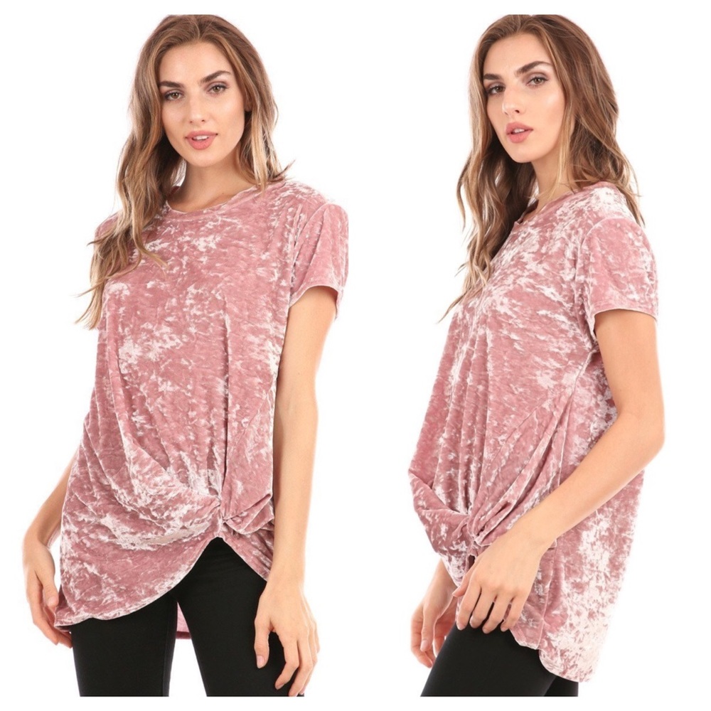 🎉SALE🎉HP Rose Velvet Side Knot Tunic. S-M-L