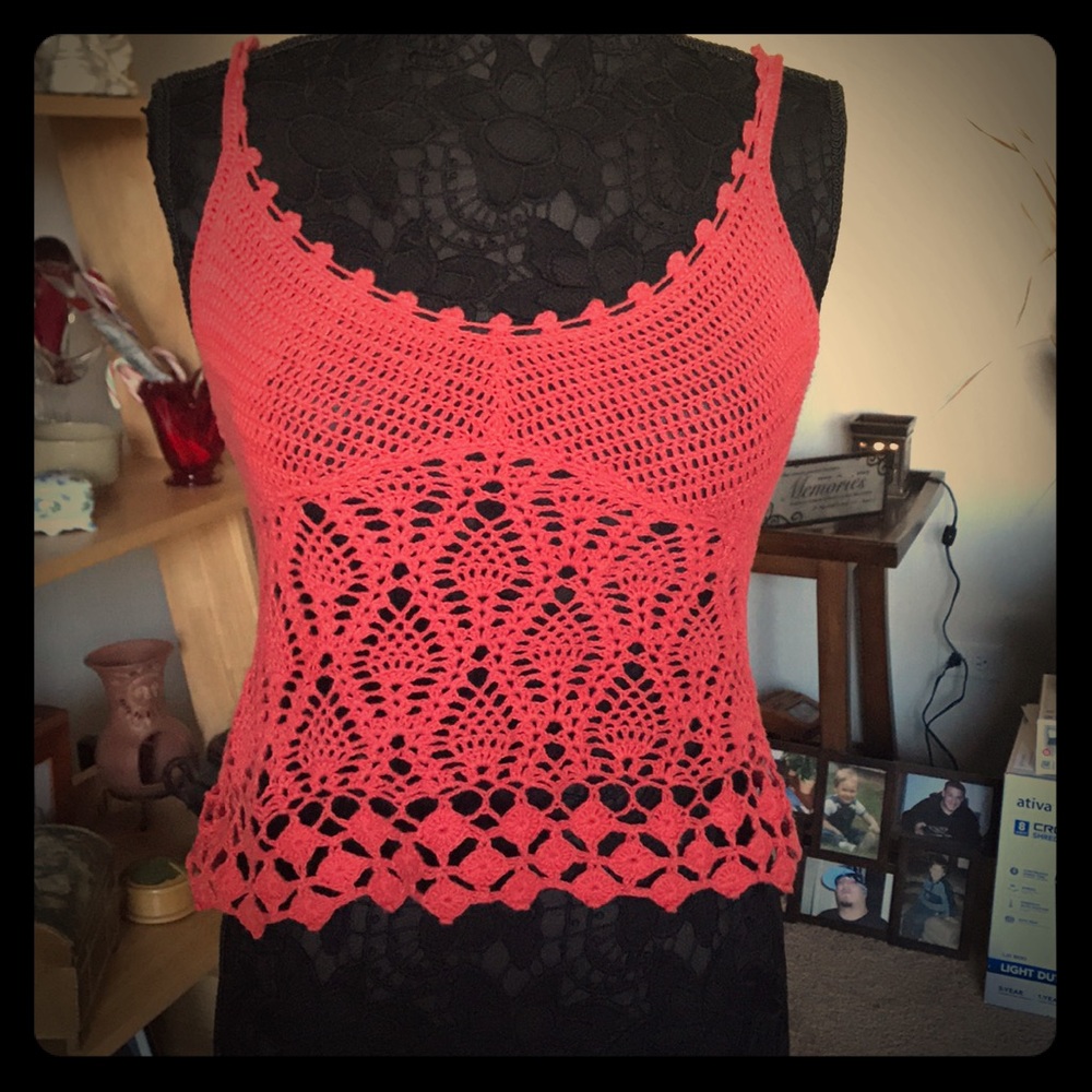 SUPER CUTE CROCHET KNIT CROP CAMI
