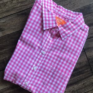 Joe Fresh Pink & White Gingham Button Down