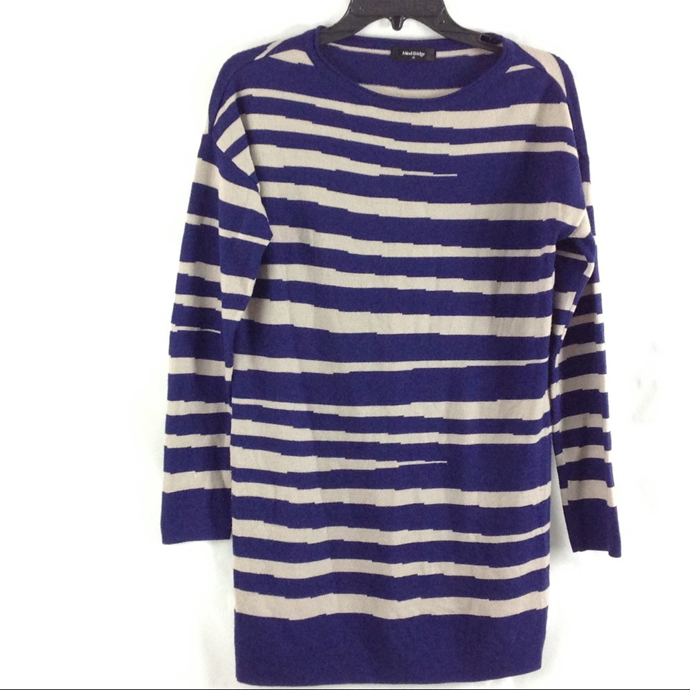 Mind Ridge Sweater Slanty Striped Navy Tunic S