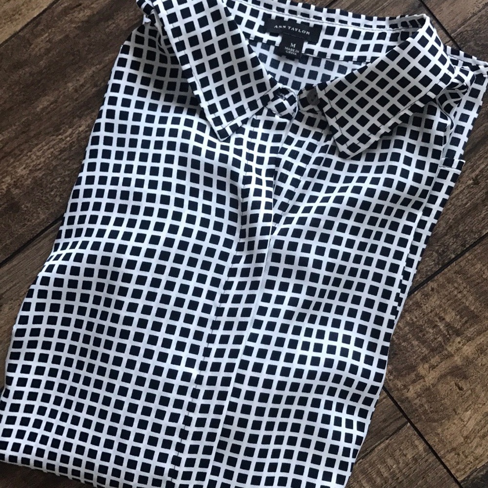 Ann Taylor Navy & White Button Down