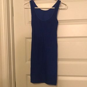 BEBE cutout back blue dress.