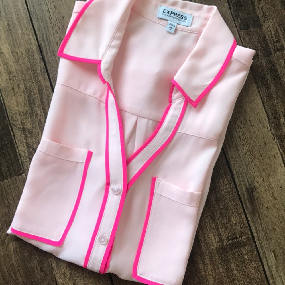Express Pink Sleeveless Portofino Shirt