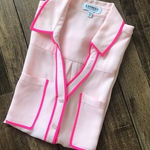 Express Pink Sleeveless Portofino Shirt