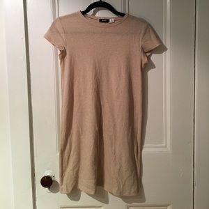Cream waffle-knit t-shirt dress
